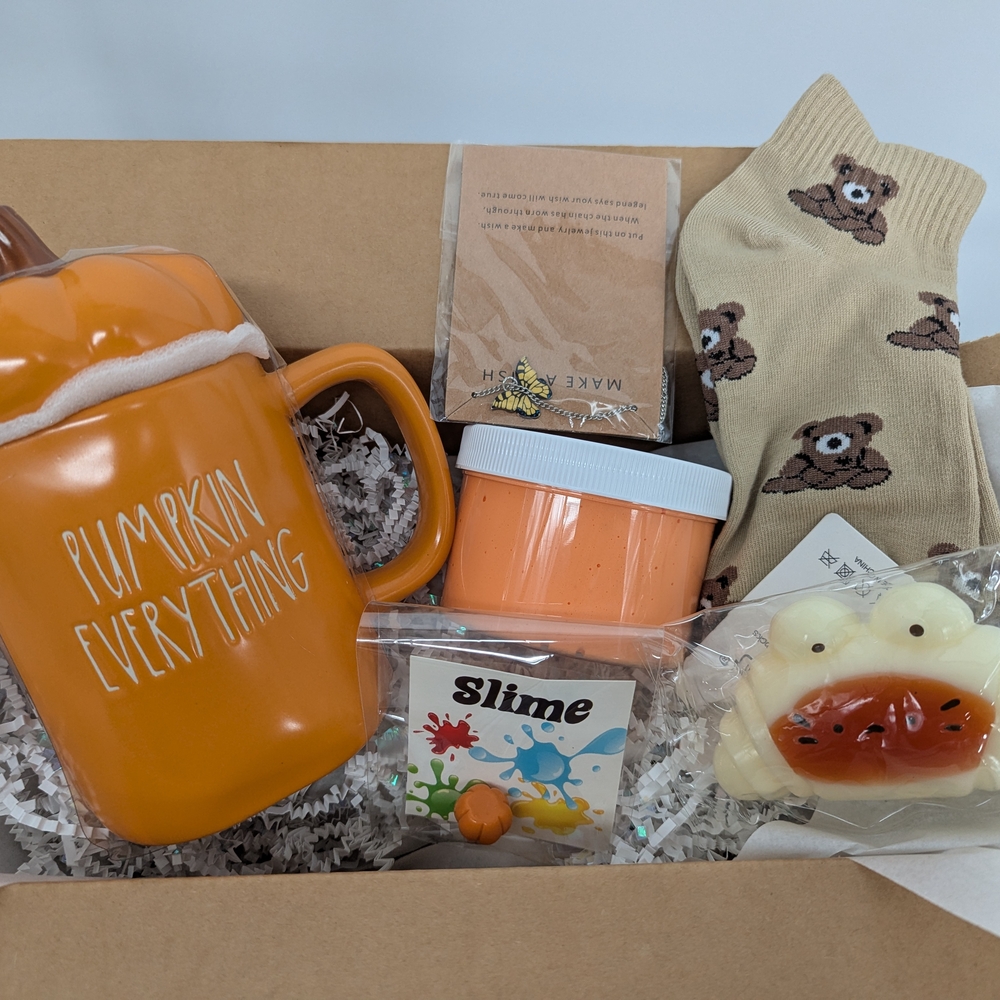 Pumpkin Fall Gift Box Mug Slime Socks Necklace Squishy LAST ONE! 5 Piece🥧🍂